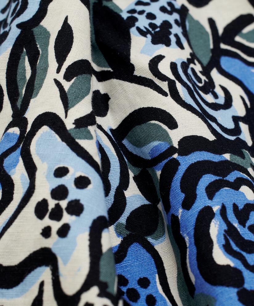 robe en coton fleuri avec patte de boutonnage cachée, Blue Bonnet