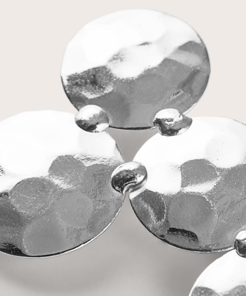 broche à cercles en métal martelé, Silver