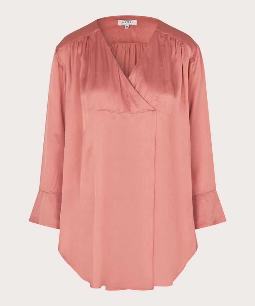 Tunique en satin de viscose effet portefeuille, Ash rose