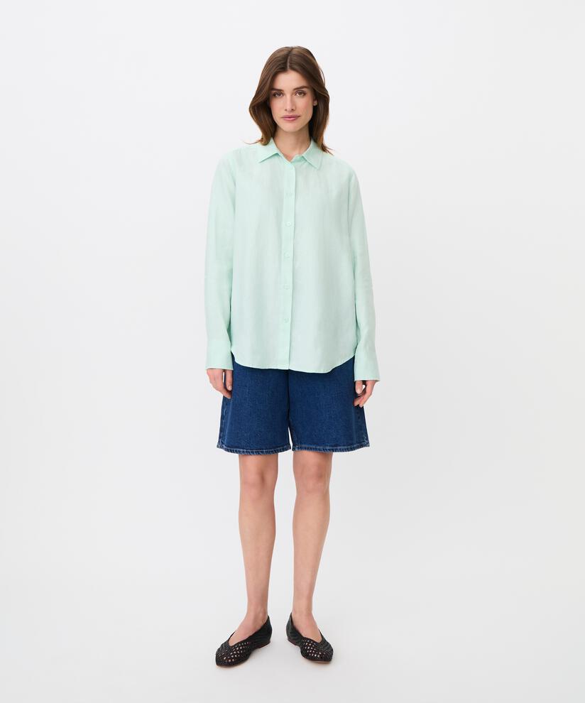 chemise en lin à manches longues, Dusty Aqua