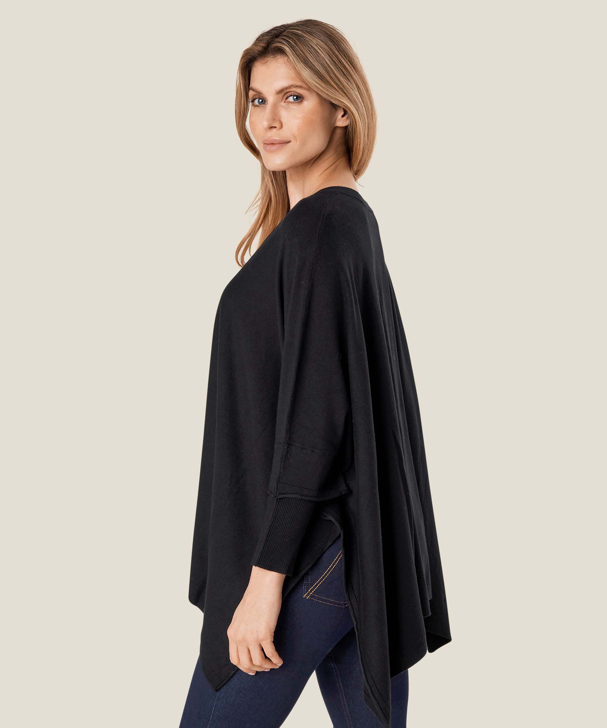 pull en maille oversize à manches étroites, Black