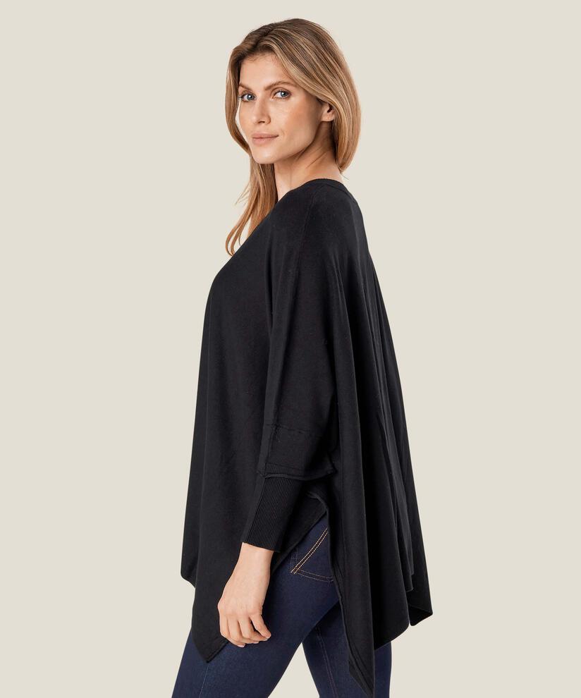 pull en maille oversize à manches étroites, Black