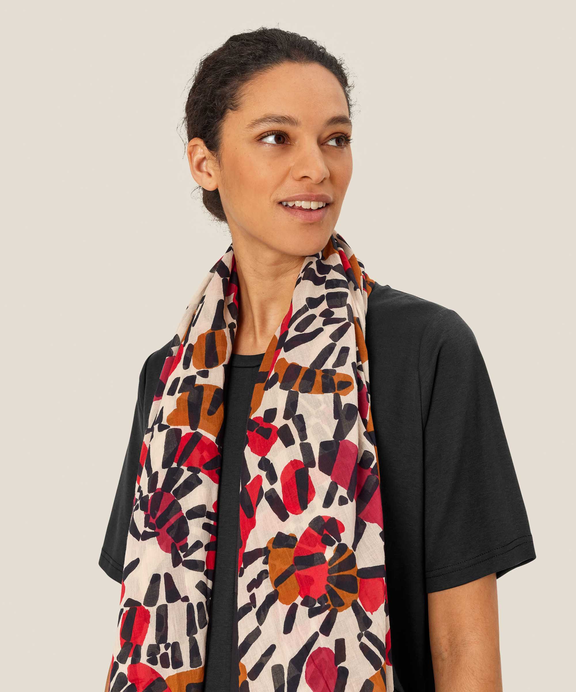 écharpe en coton à motifs, Mars Red