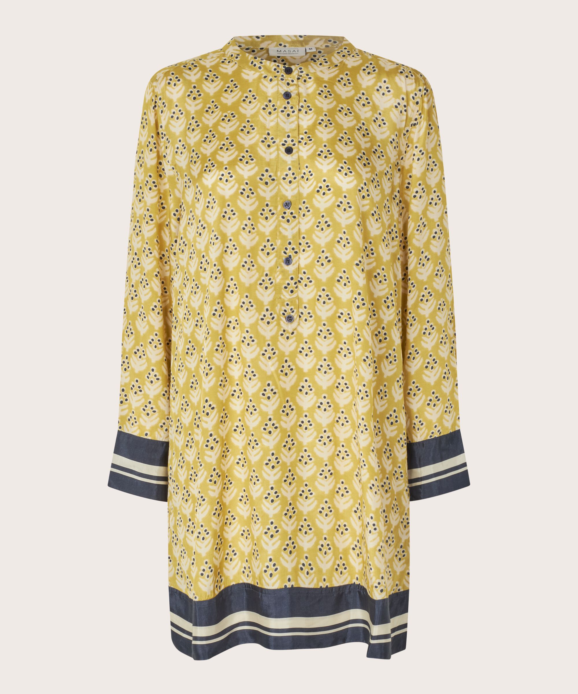 tunique en viscose à manches longues avec patte de boutonnage, Burnish Gold
