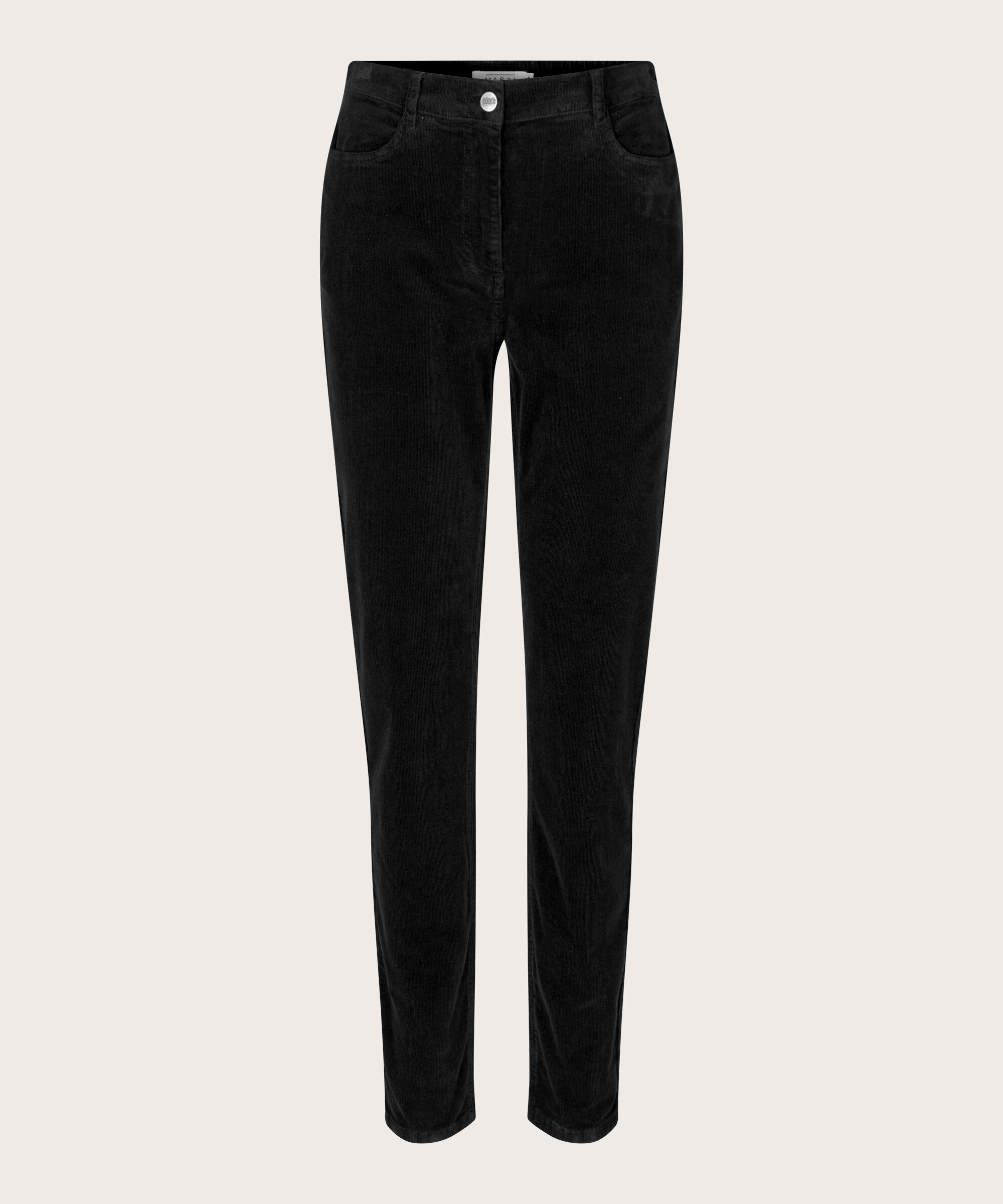 pantalon en velours côtelé coupe slim, Black
