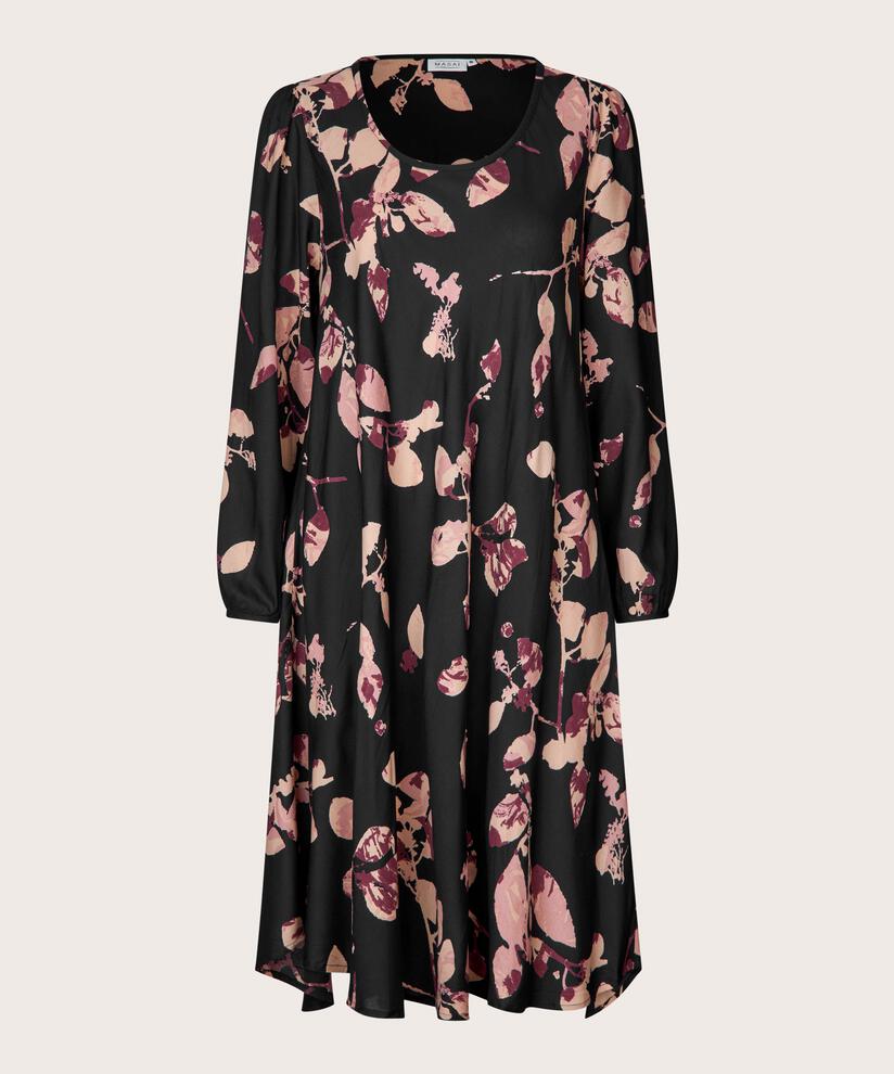 Robe En Viscose Imprimée À Col Rond, Tawny Port