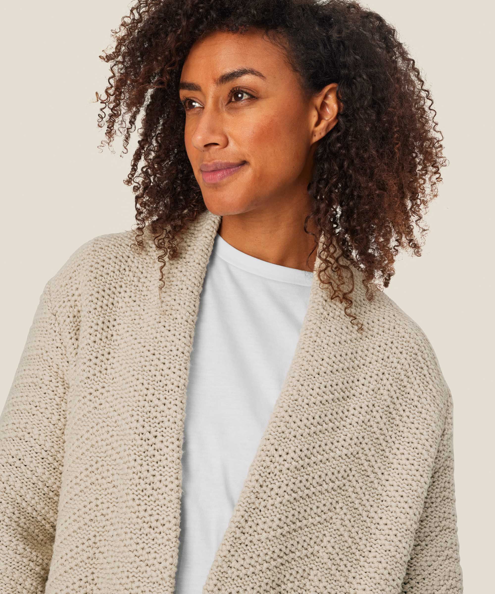 cardigan ouvert en mélange de coton, Whitecap