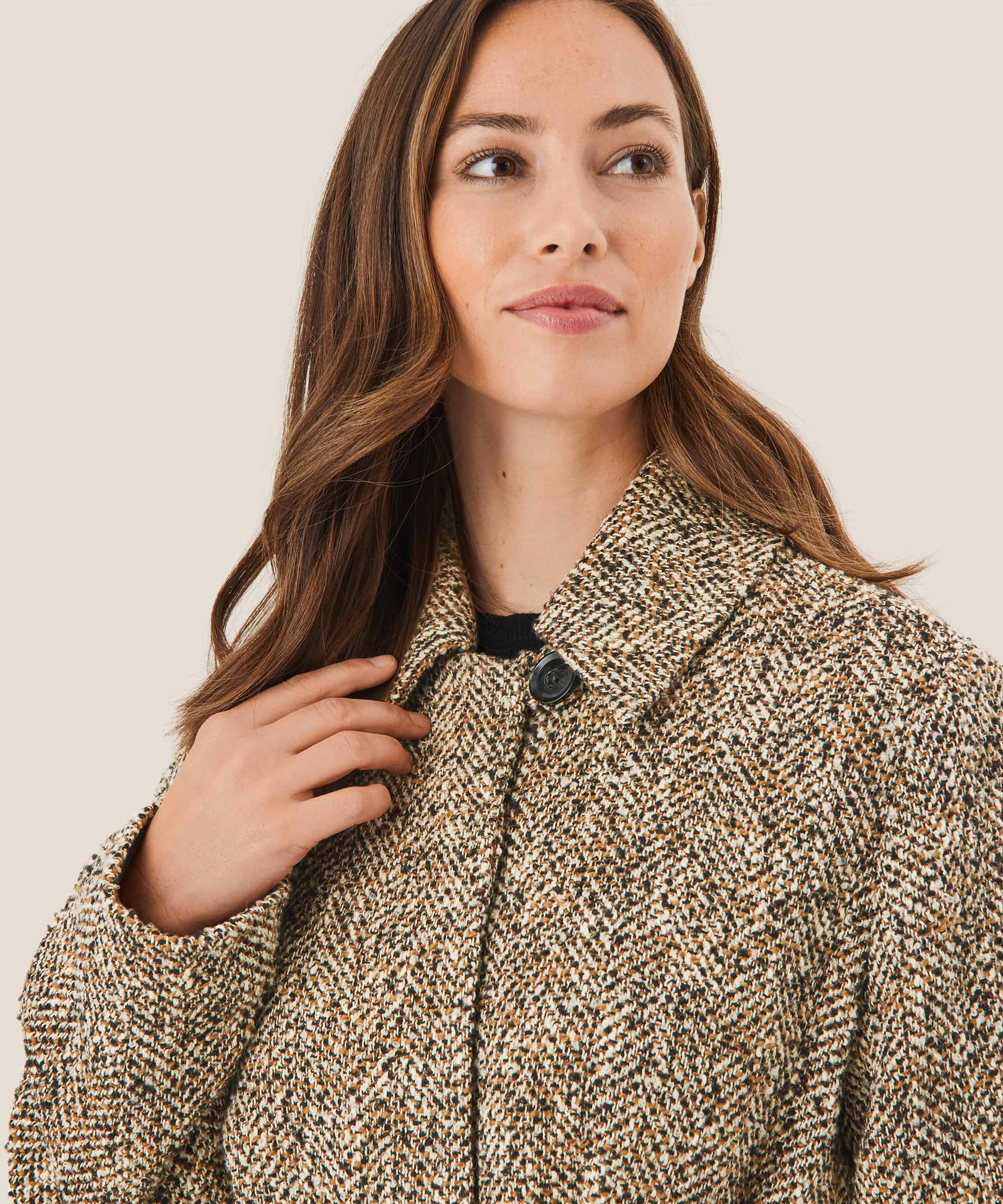 manteau chiné avec fermeture à bouton, Dijon