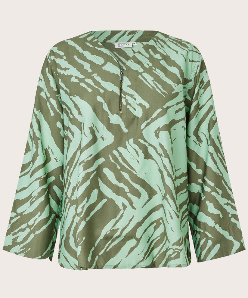 chemisier en viscose avec détail zippé au cou, D. Lichen Green