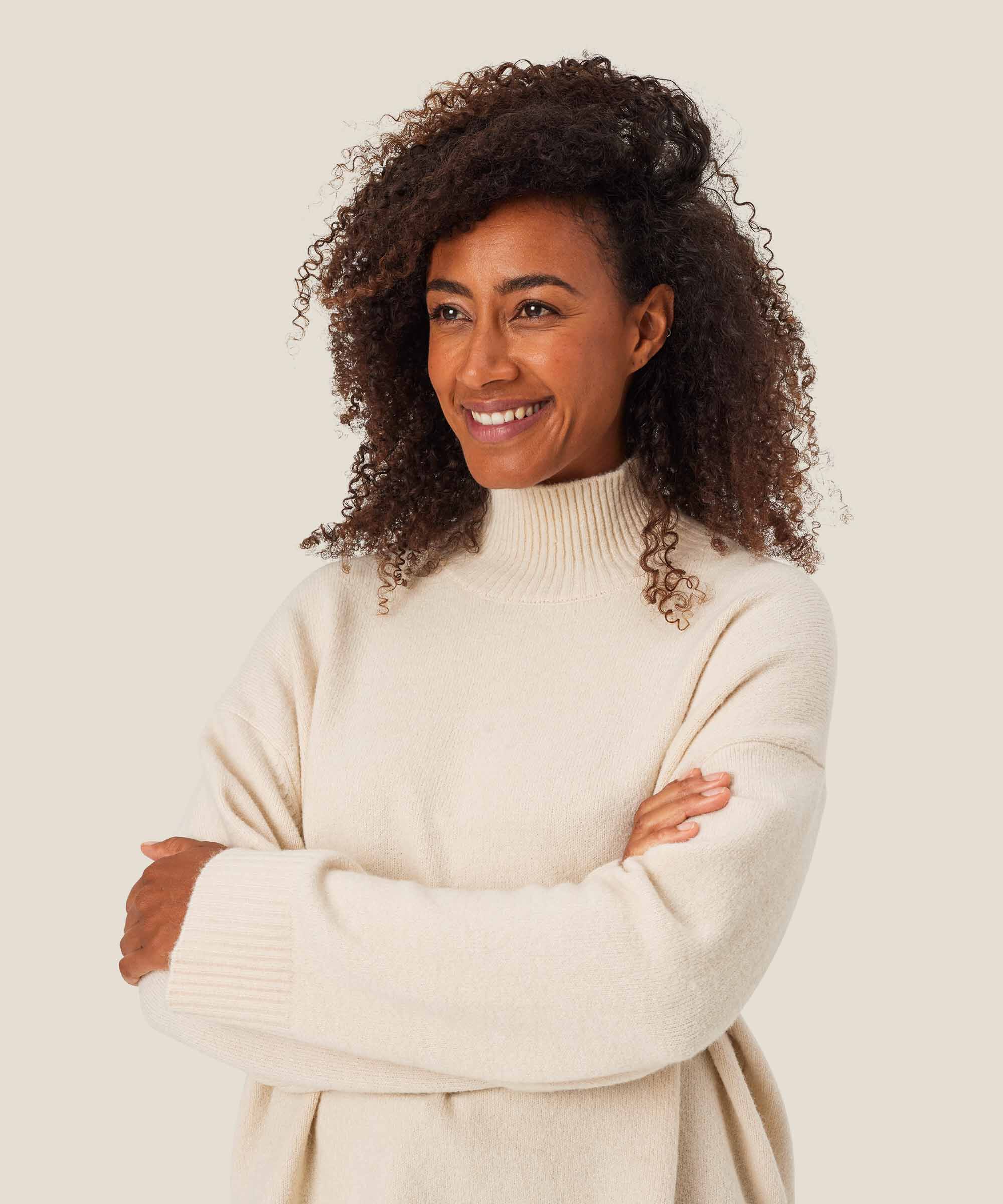 pull avec col roulé et fente latérale, Whitecap