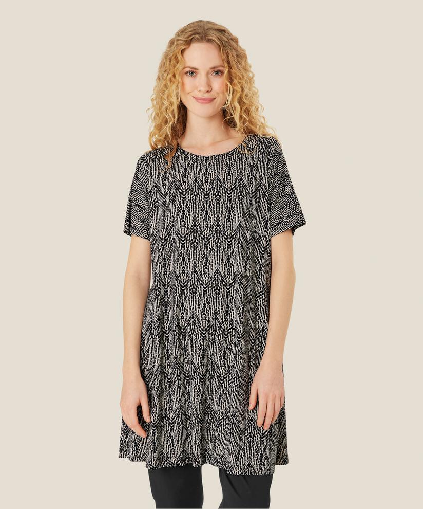 tunique en jersey imprimé à manches courtes, Black