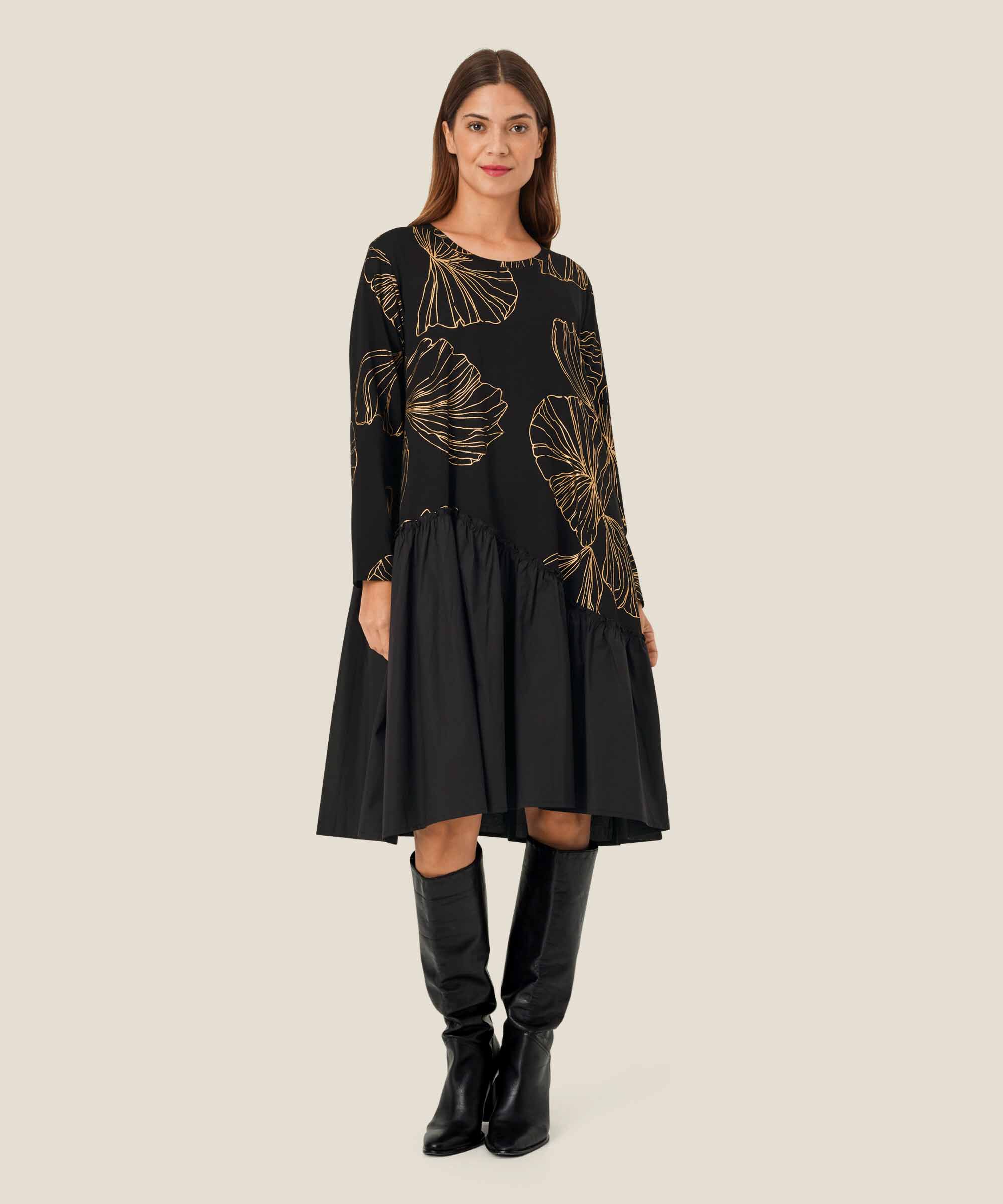 robe en jersey épais avec imprimé doré, Gold