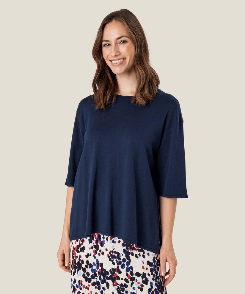top en maille à manches courtes, Maritime Blue