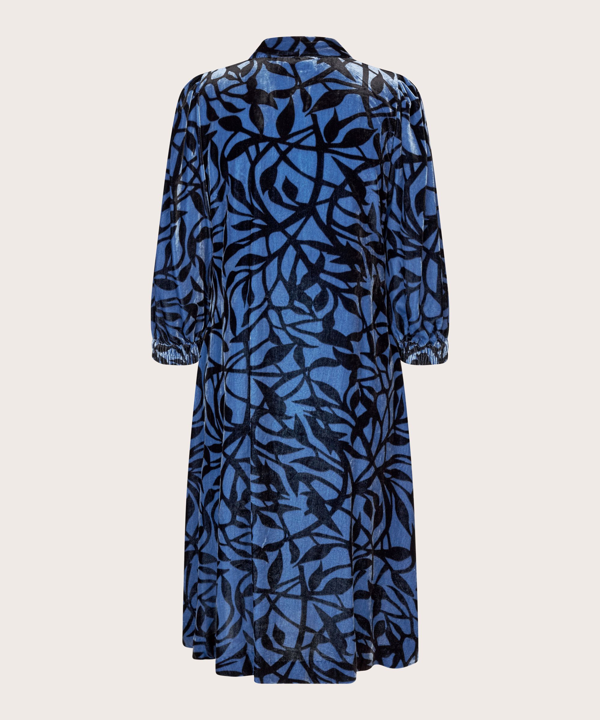 robe en velours imprimé avec col en V, Federal Blue
