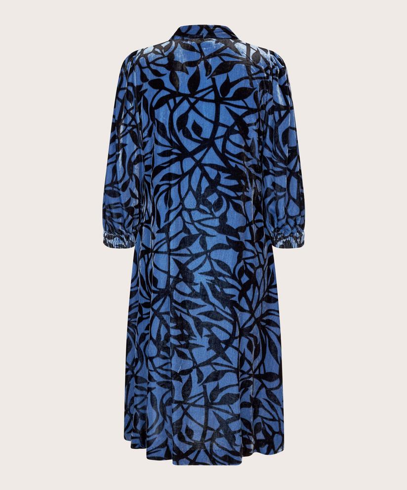 robe en velours imprimé avec col en V, Federal Blue