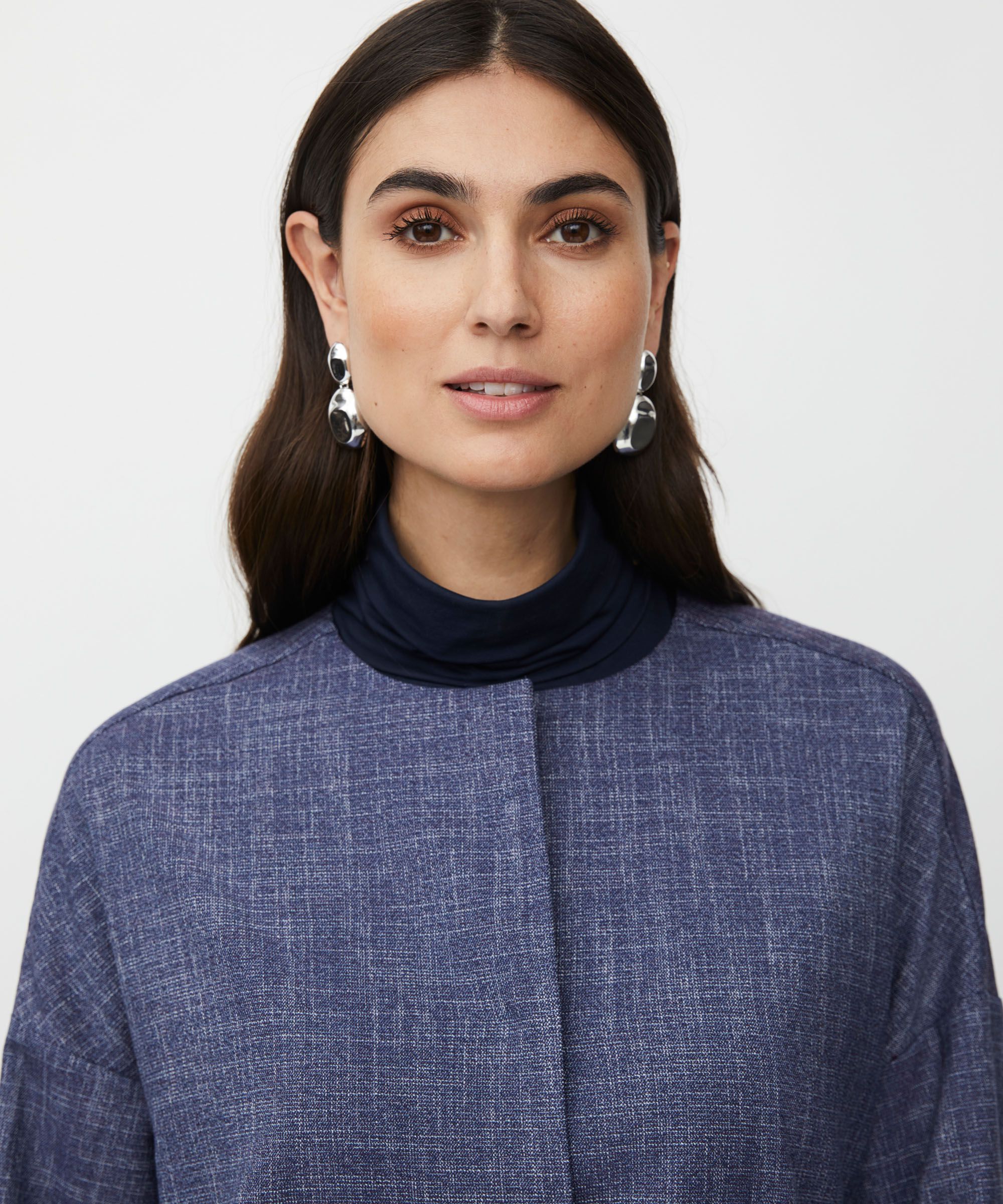 veste à col rond avec fermeture à boutons cachés, Navy Blazer