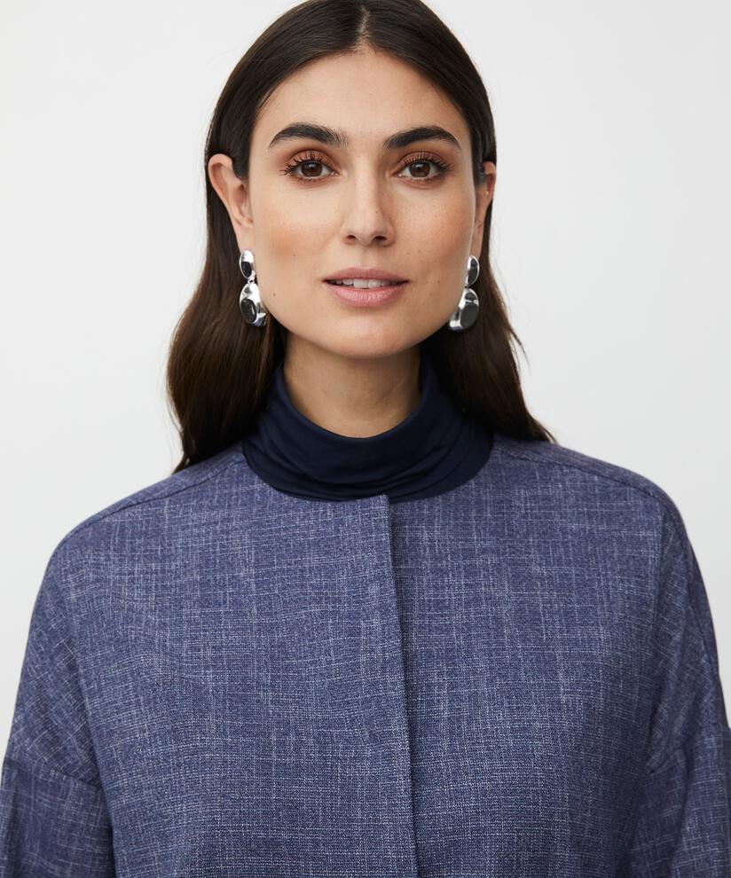 veste à col rond avec fermeture à boutons cachés, Navy Blazer