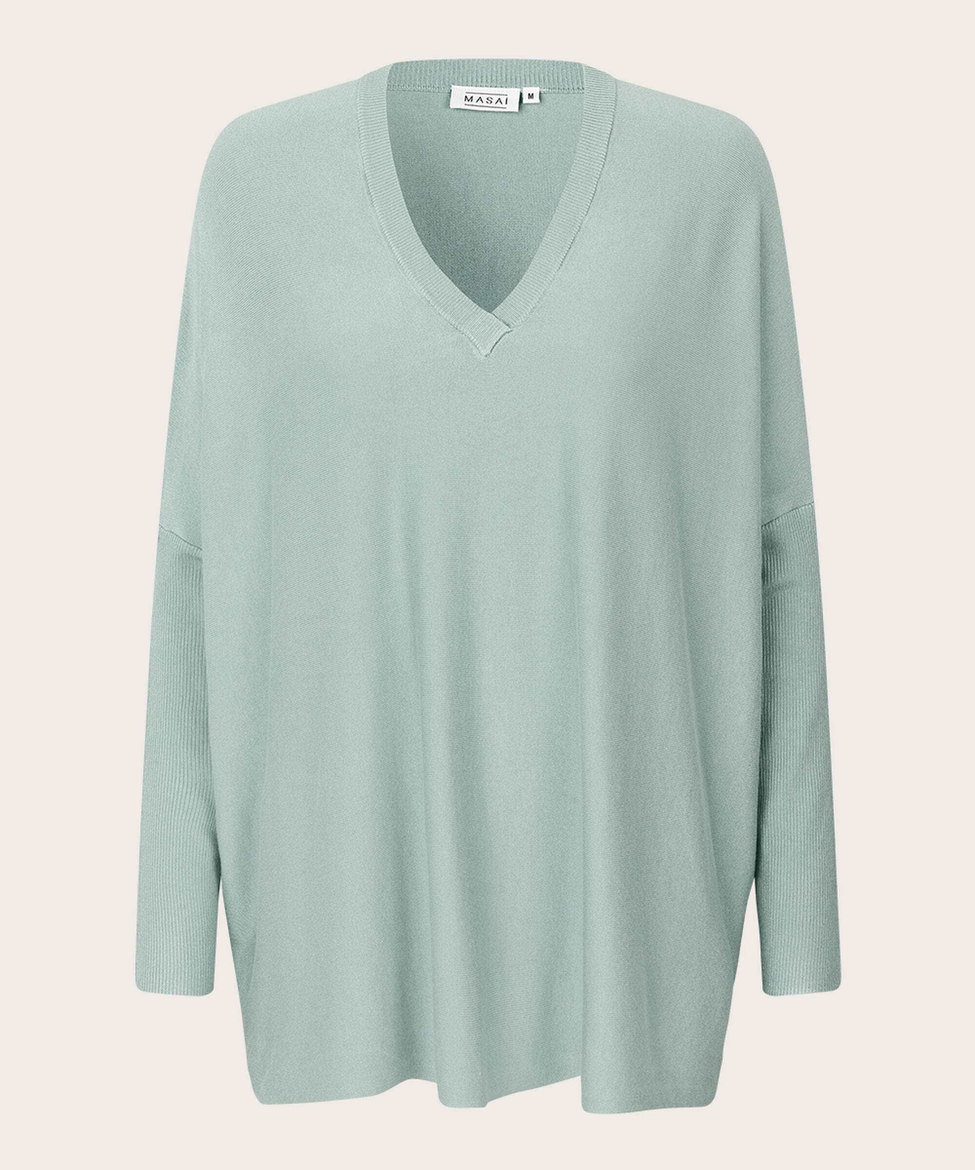 Pull En Maille Avec Col En V Et Manches Étroites, Ether
