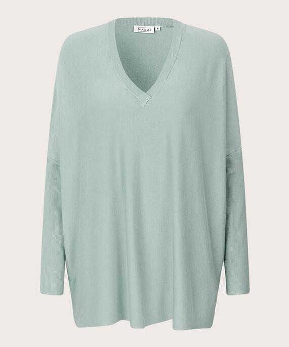 Pull En Maille Avec Col En V Et Manches Étroites, Ether