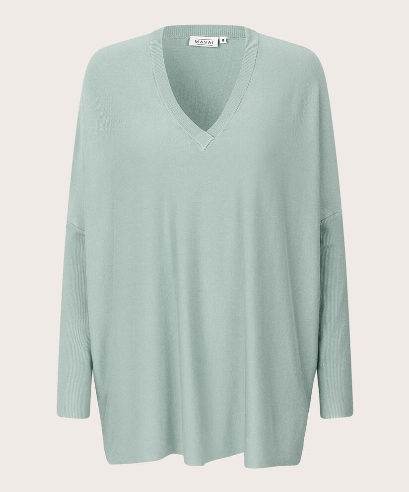 Pull En Maille Avec Col En V Et Manches Étroites, Ether