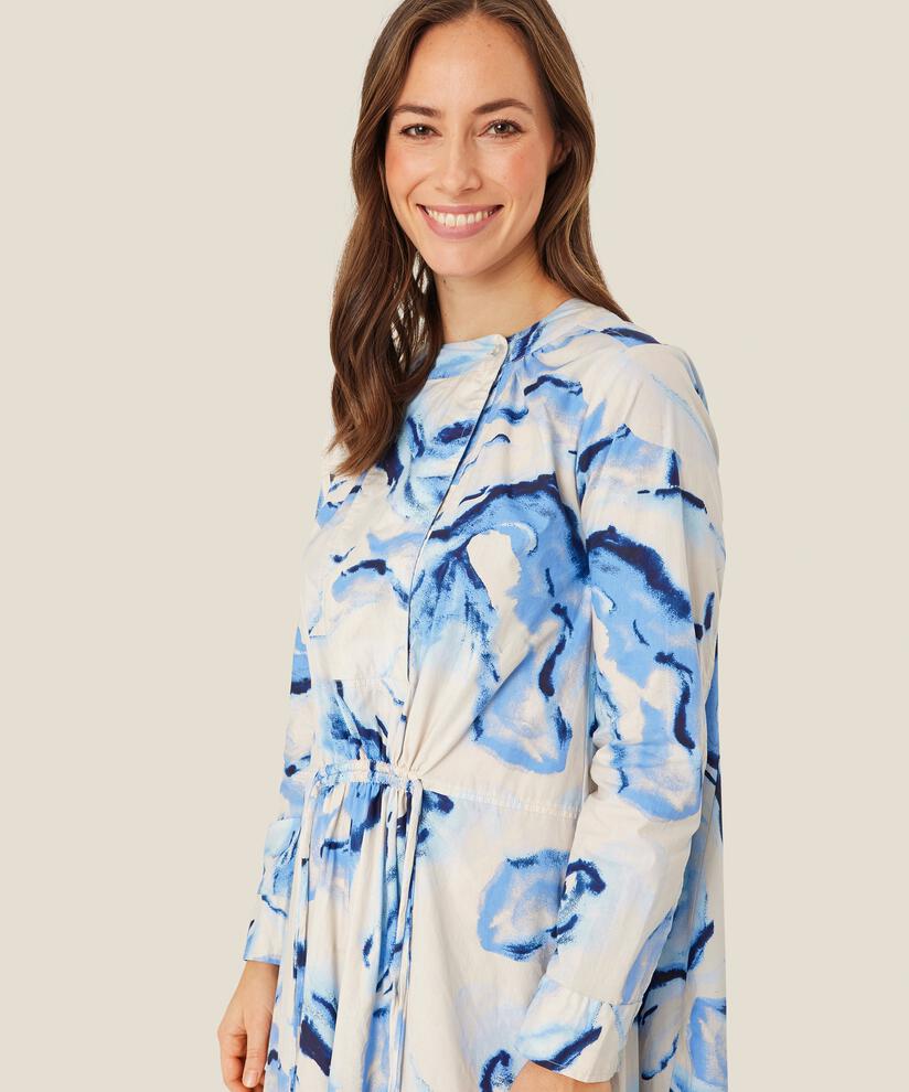 robe en coton avec lien à la taille et fentes sur le côté, Powder Blue