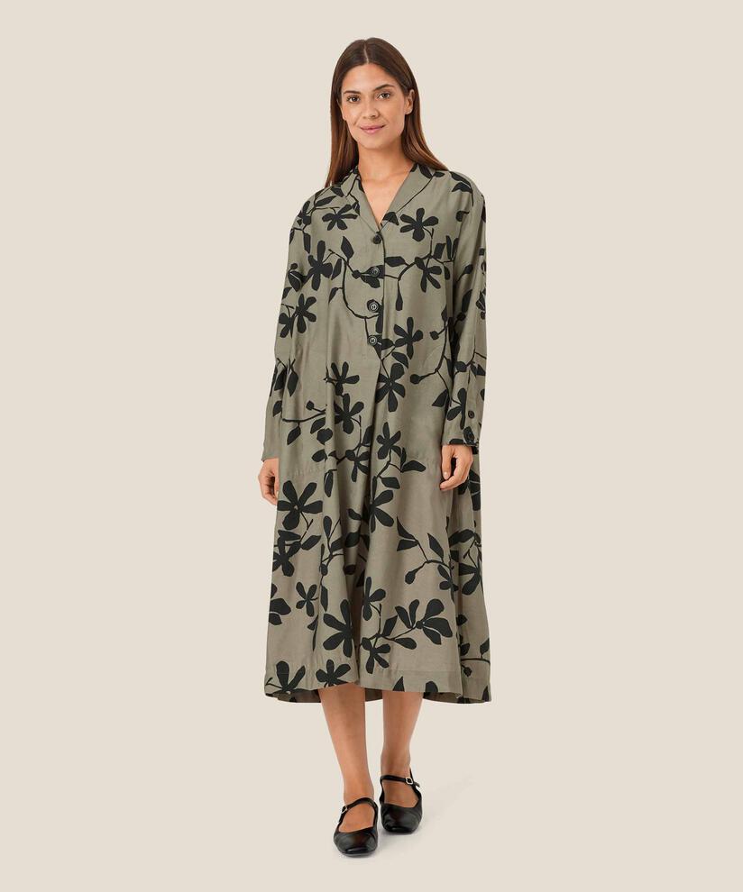 robe en viscose à imprimé fleuri, Vetiver