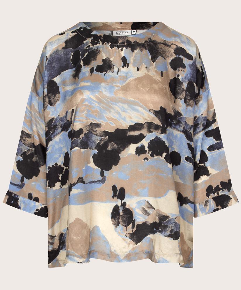 Blouse En Viscose À Manches 3/4, Steel Grey