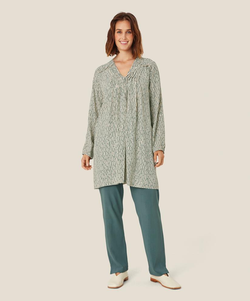 tunique en viscose avec col v et mollet, Balsam Green