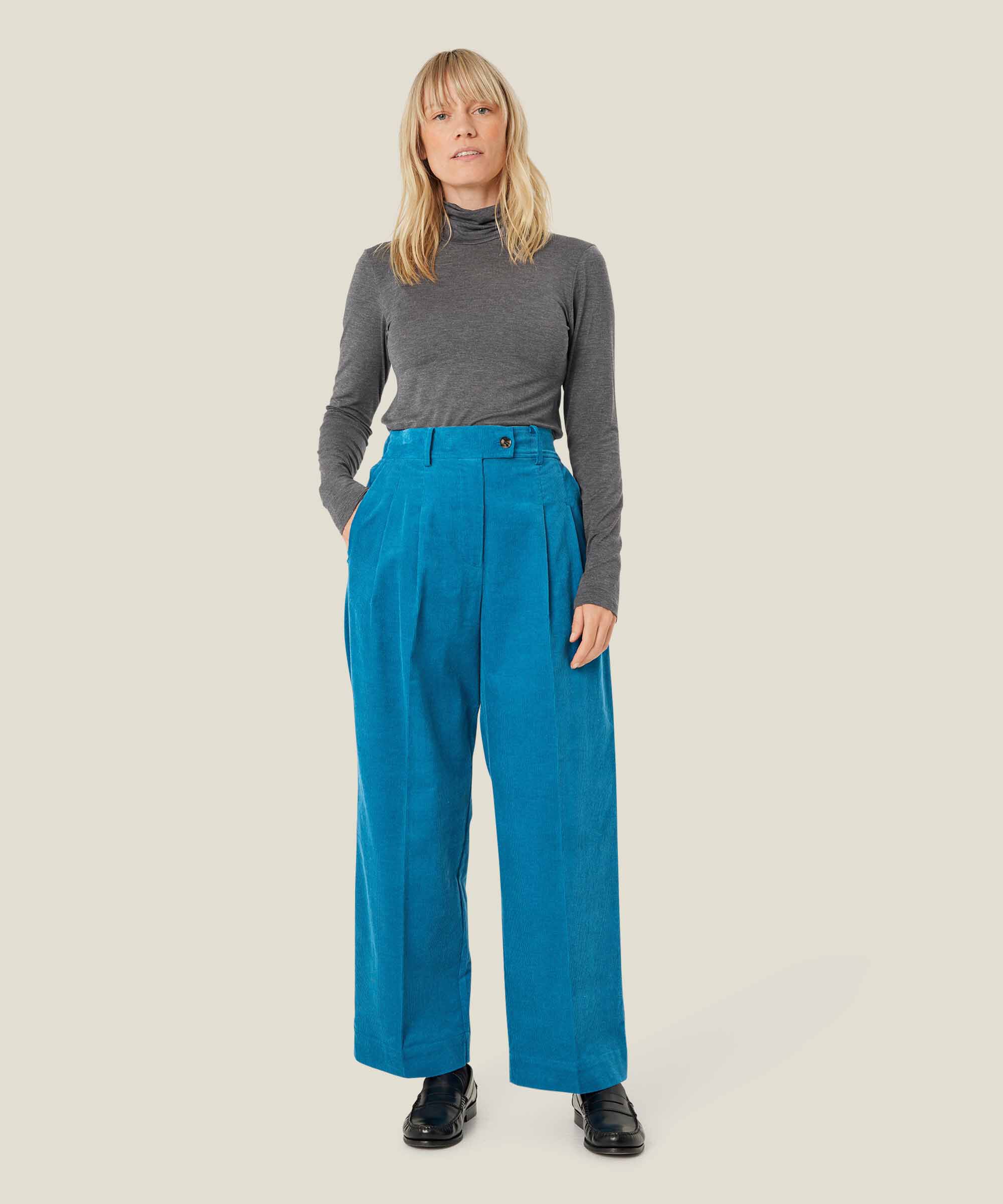 Blouse À Col Roulé En Jersey Doux, D. Grey mel.