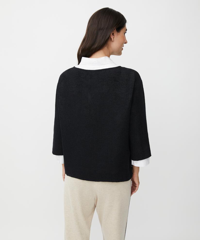 Bouclé-bluse Mit 3/4-ärmeln, Black