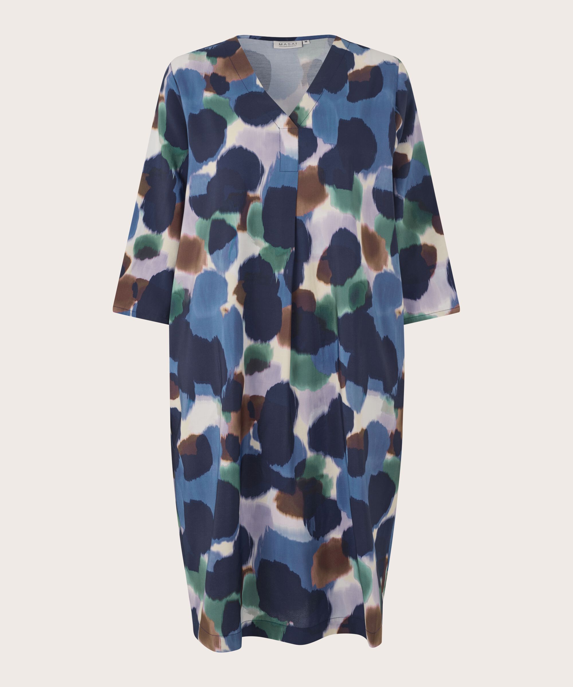 Robe En Viscose Avec Col En V Et Poches Fendues, Navy Blazer