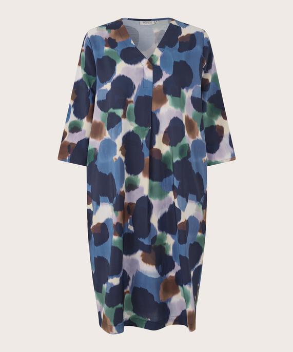 Robe En Viscose Avec Col En V Et Poches Fendues, Navy Blazer