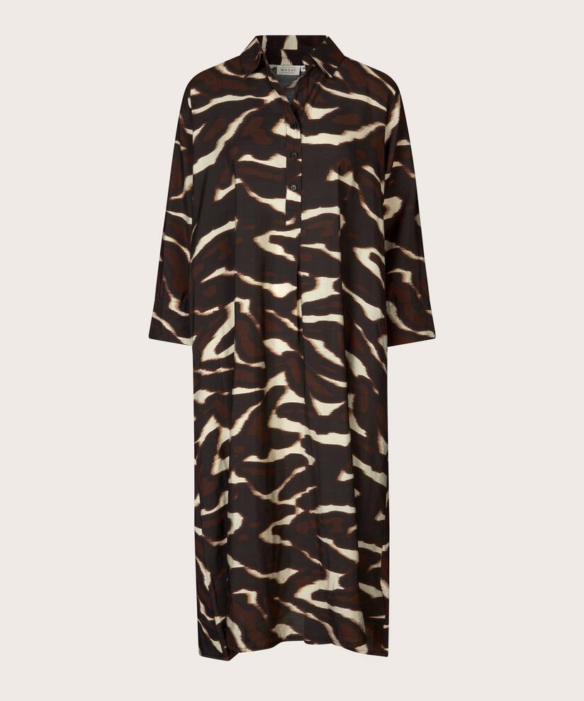robe en viscose avec boutons et col, Coffee Bean