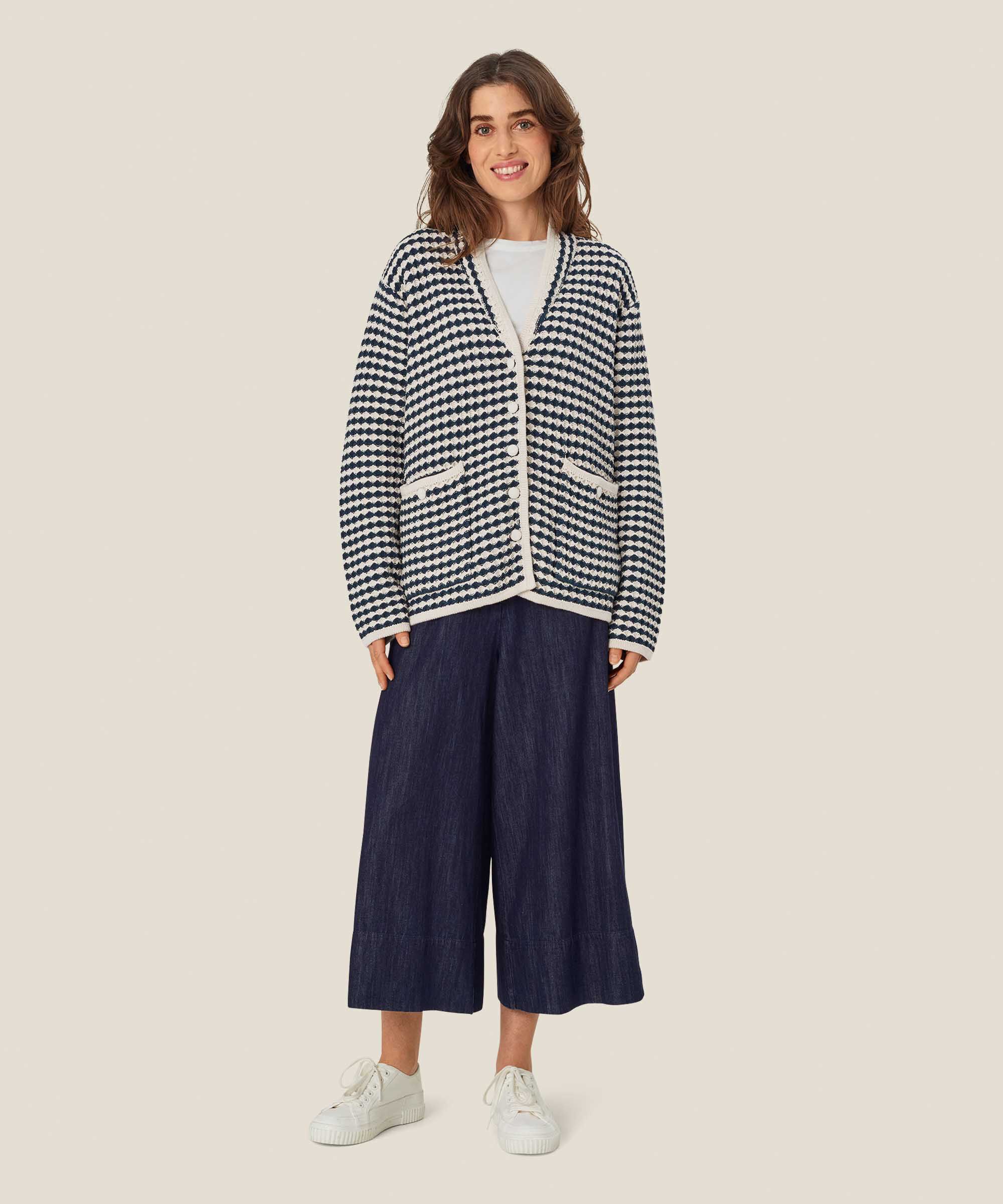 cardigan en coton mélangé avec poches avant, Mood Indigo