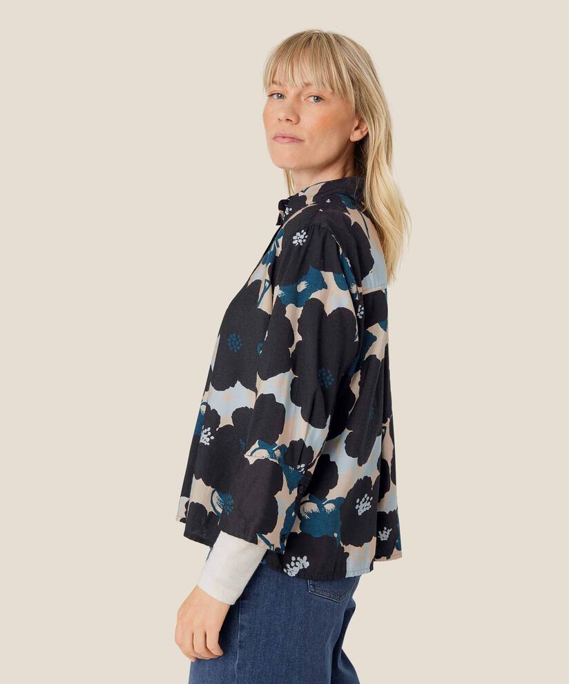 chemise en coton fleuri à manches 3/4, Moonlit Ocean