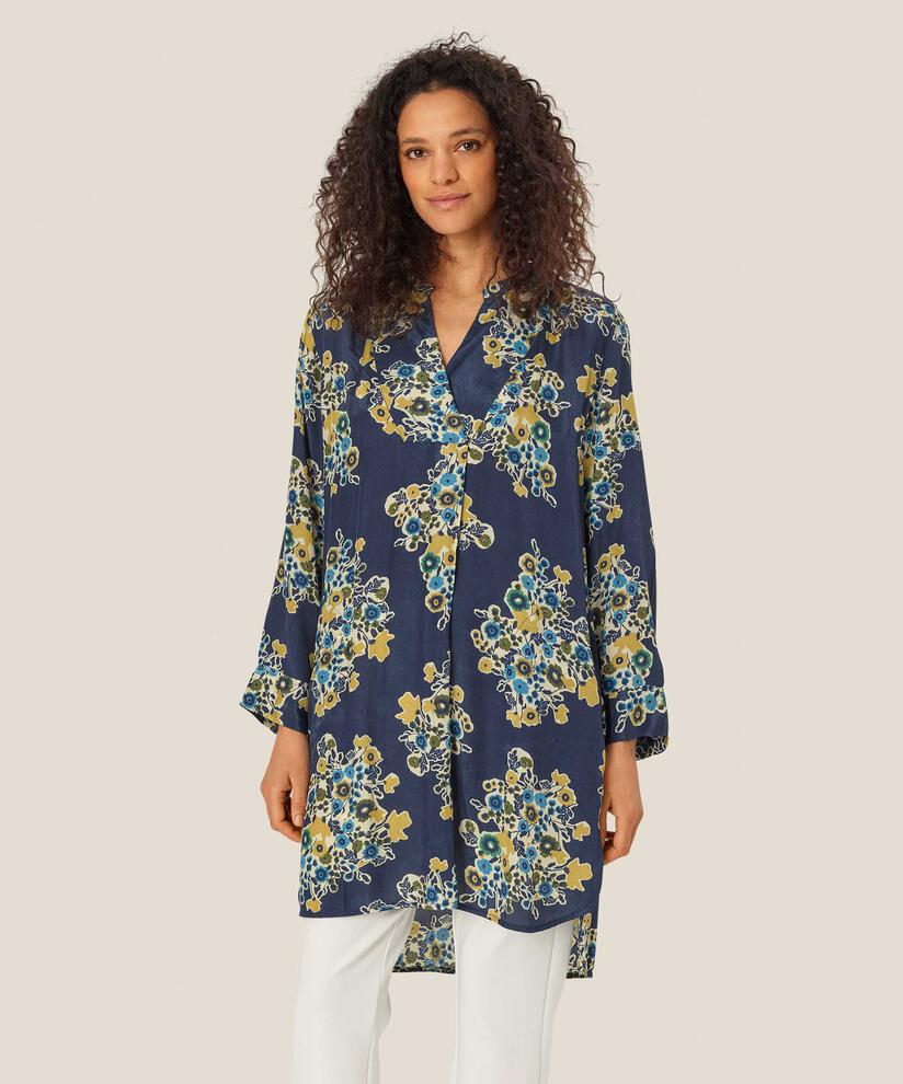 tunique fleurie en viscose avec col en V, Mood Indigo