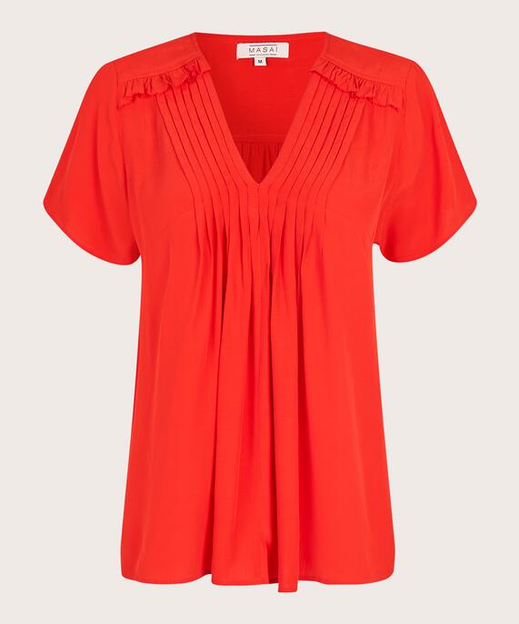 blouse en viscose avec plis sur le devant, Poinciana