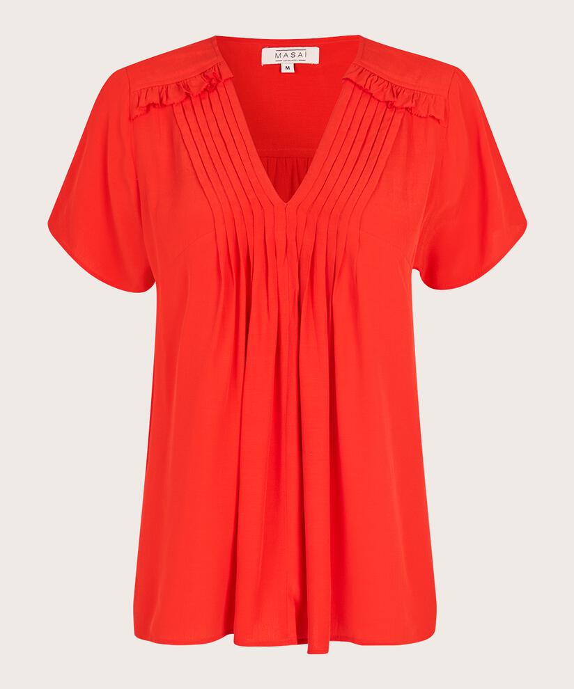 blouse en viscose avec plis sur le devant, Poinciana
