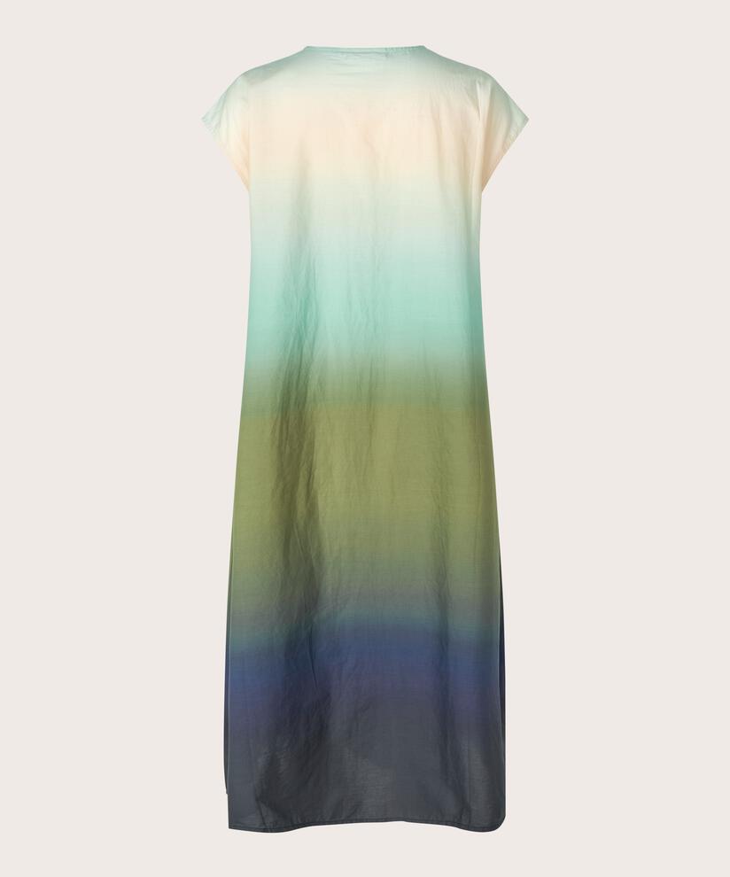 robe boutonnée en coton avec lien au cou, P. Turquoise