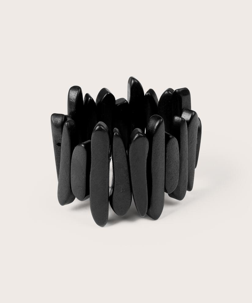 bracelet élastique avec perles en bois noires, Black
