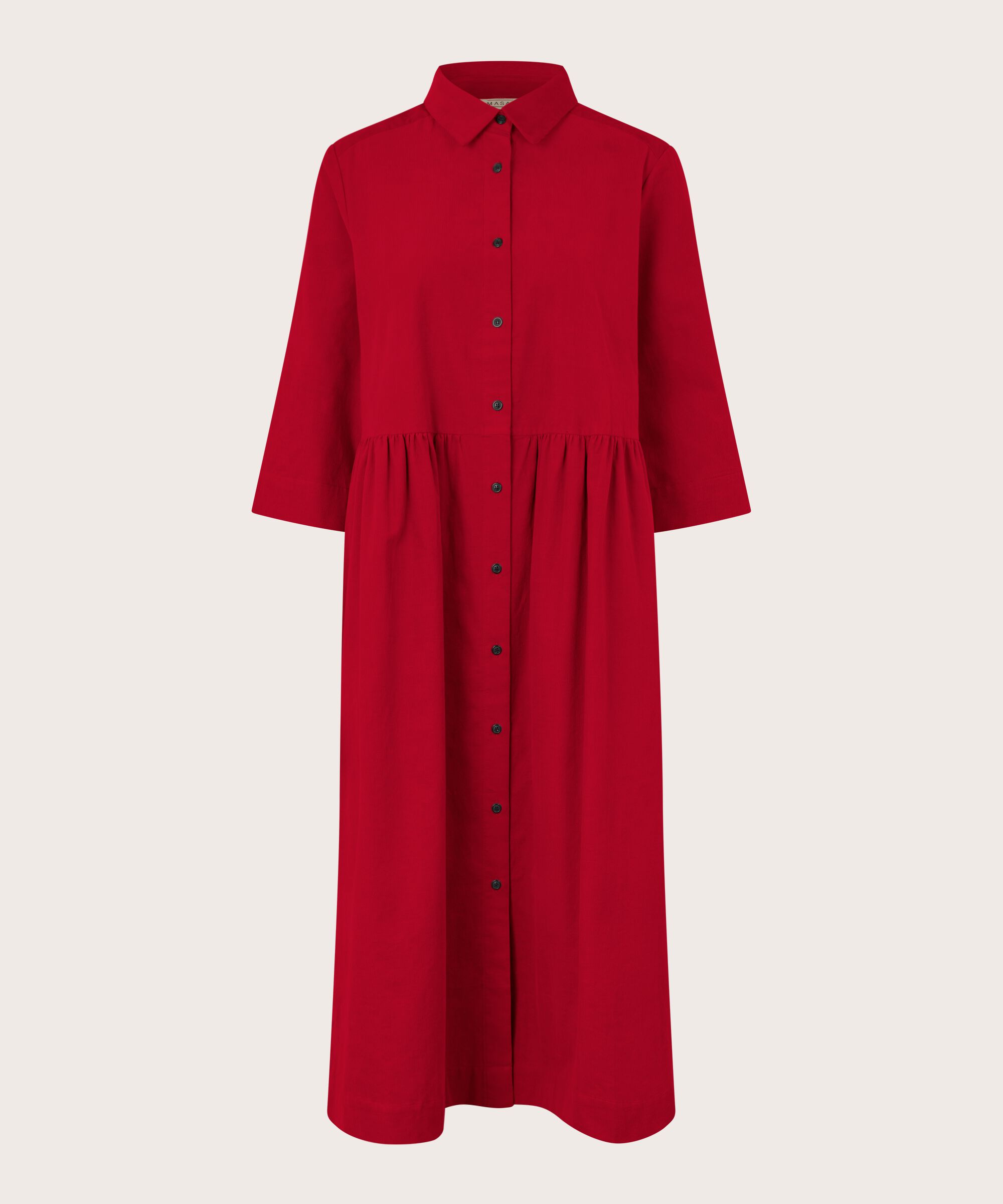 Robe Chemise En Velours À Manches 3/4, Scarlet Sage