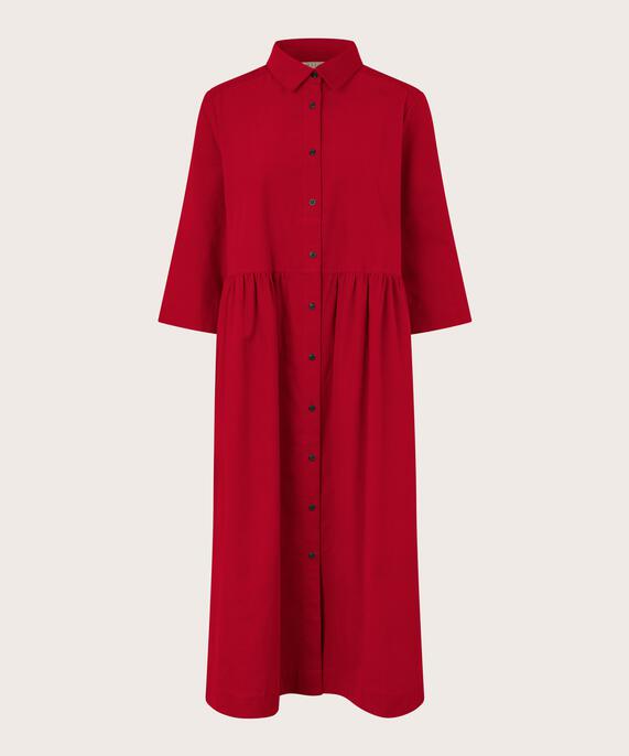 Robe Chemise En Velours À Manches 3/4, Scarlet Sage