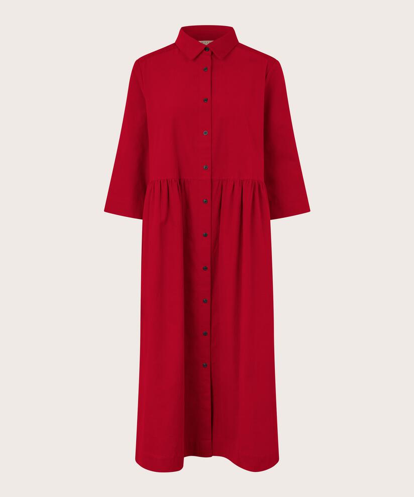 Robe Chemise En Velours À Manches 3/4, Scarlet Sage