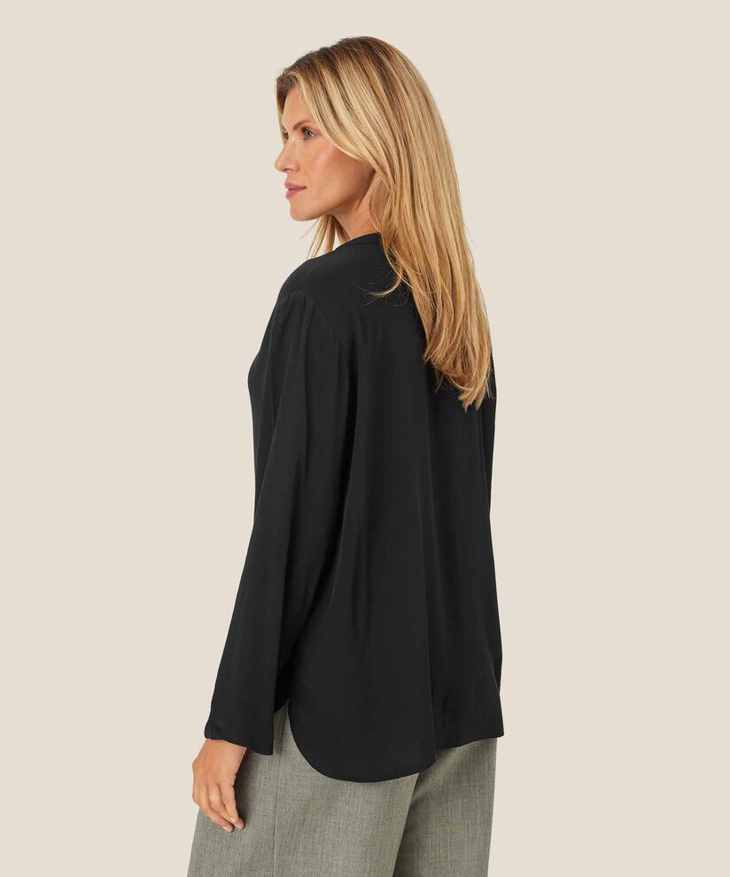 Blouse En Viscose À Col V, Black