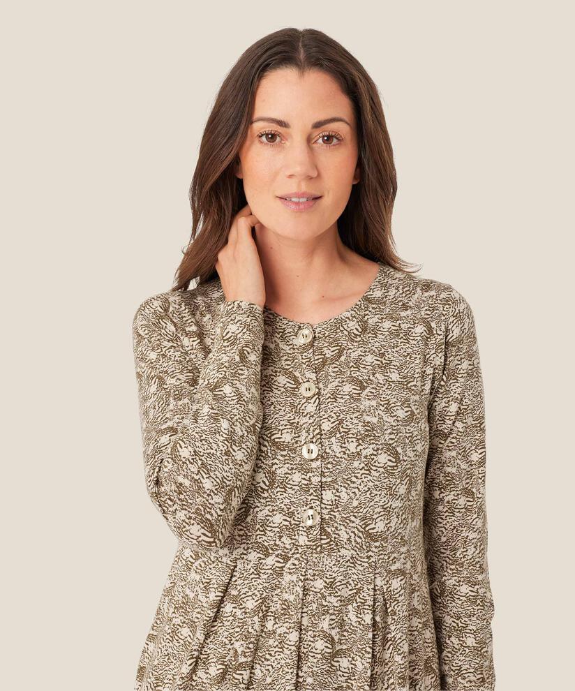 robe tulipe avec boutons au col et poches fendues, Sea Turtle