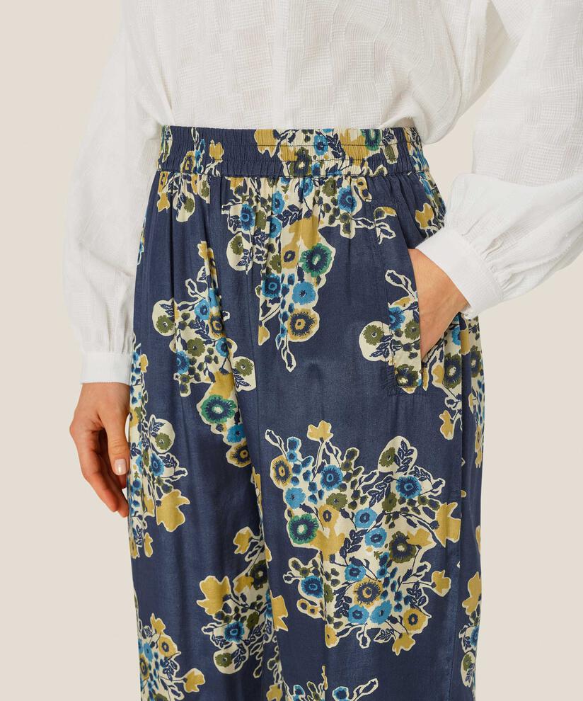 pantalon fleuri en viscose avec taille élastique, Mood Indigo