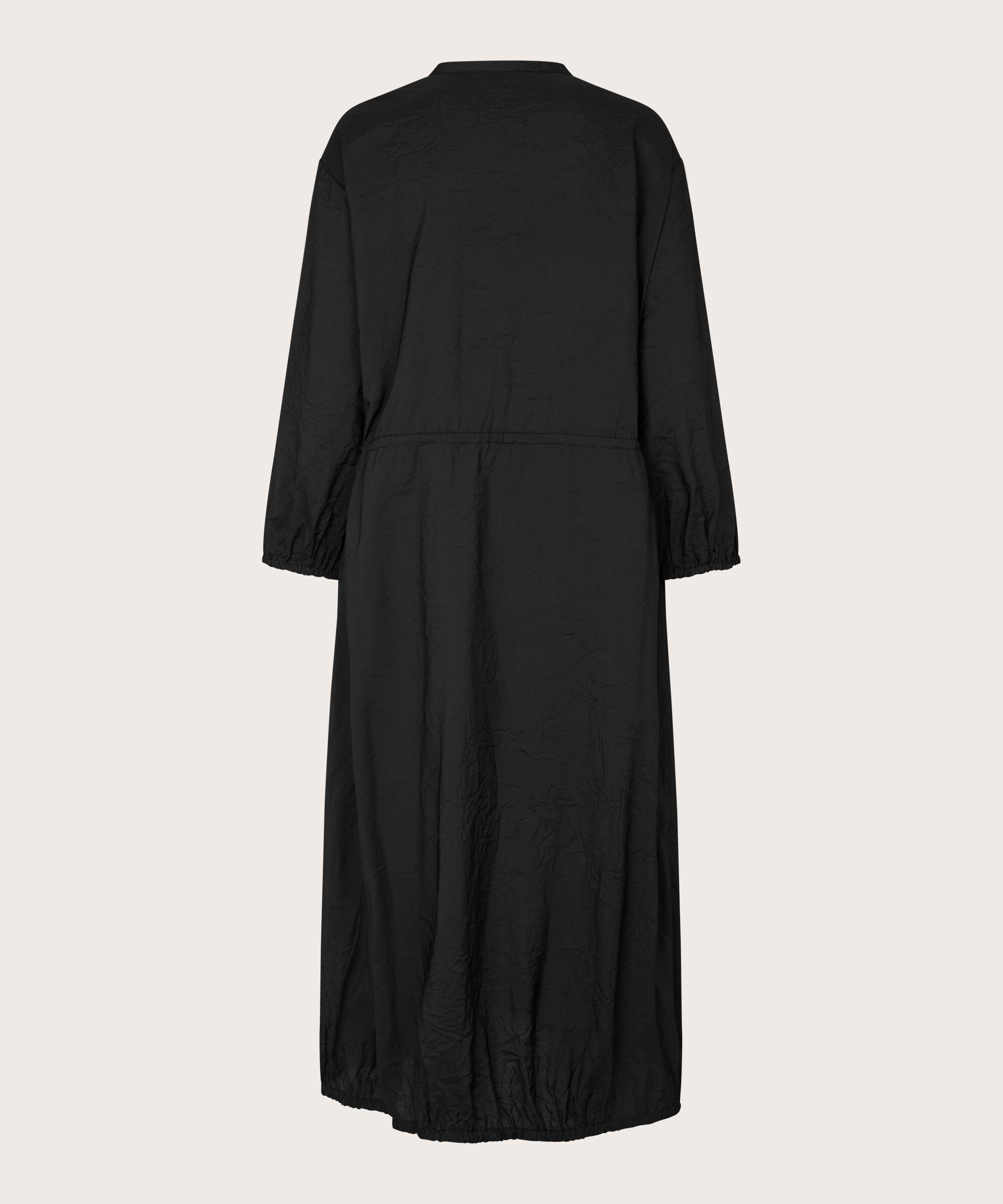robe en viscose avec ourlet élastique et lien, Black
