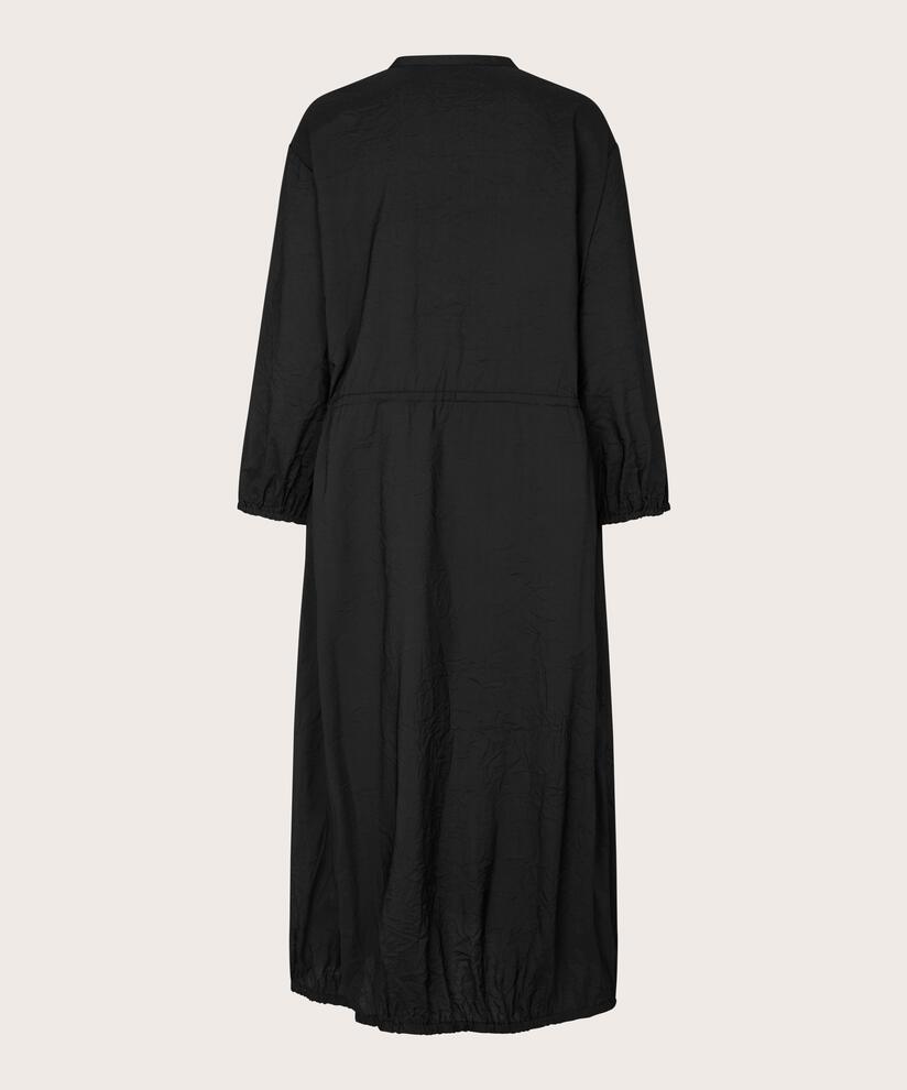 robe en viscose avec ourlet élastique et lien, Black