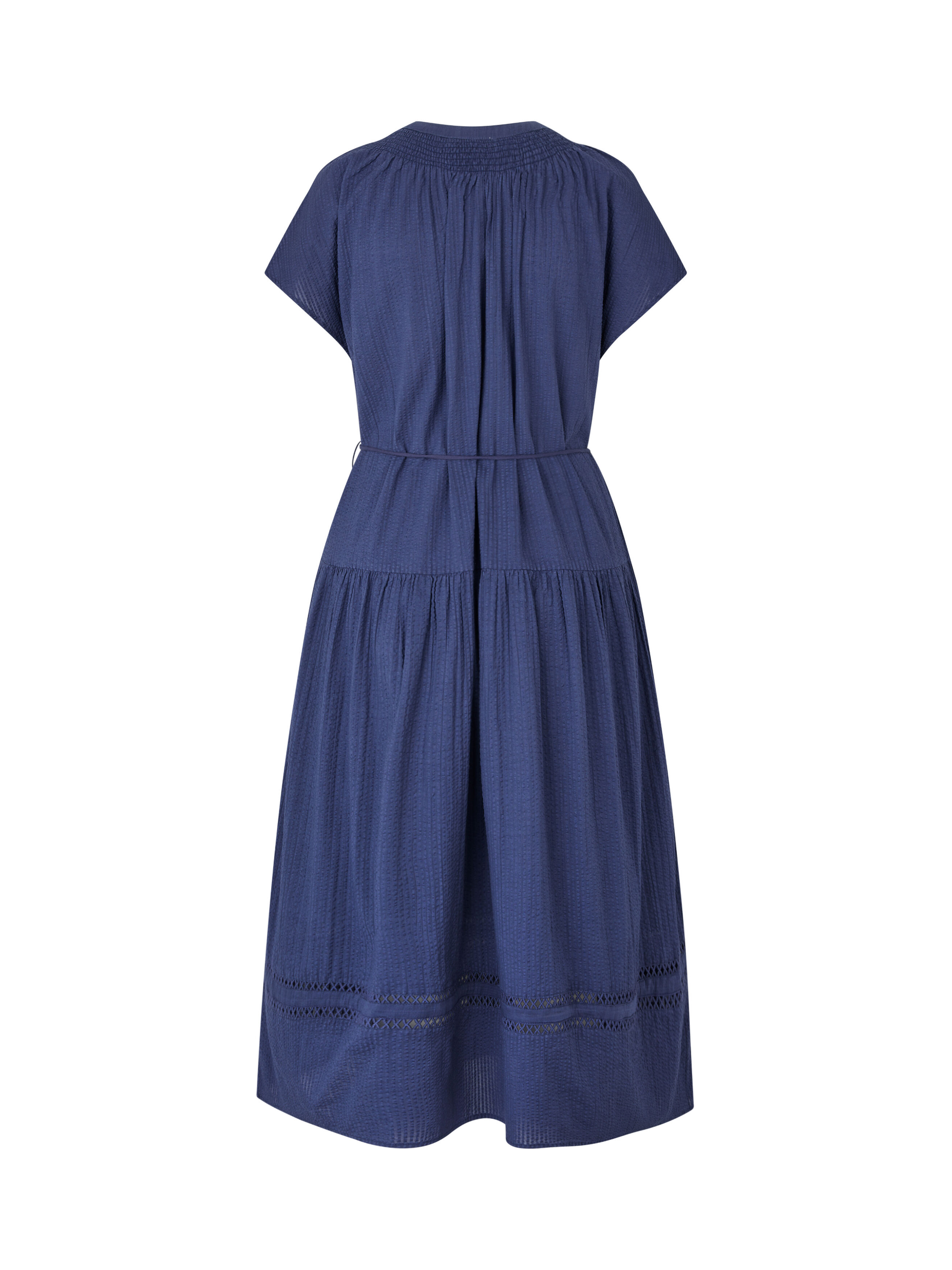 Robe en cr&ecirc;pe de coton avec cravate, Medieval blue