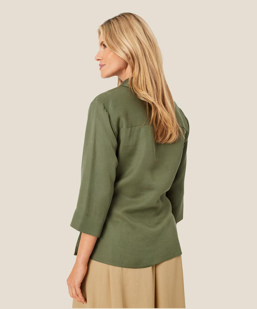 chemisier chemise avec détail de lien asymétrique, D. Lichen Green